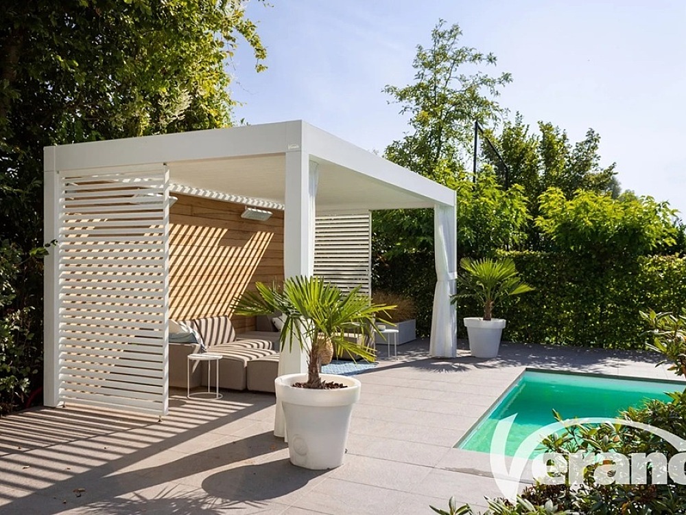 V755 Nova tuinkamer met schuifdeuren - buitenzonwering - lamellendak - Verano product