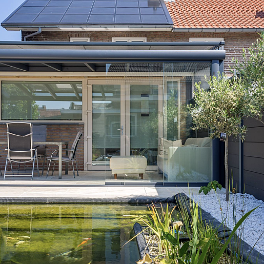 Overkapping met glas en verandazonwering - Lille